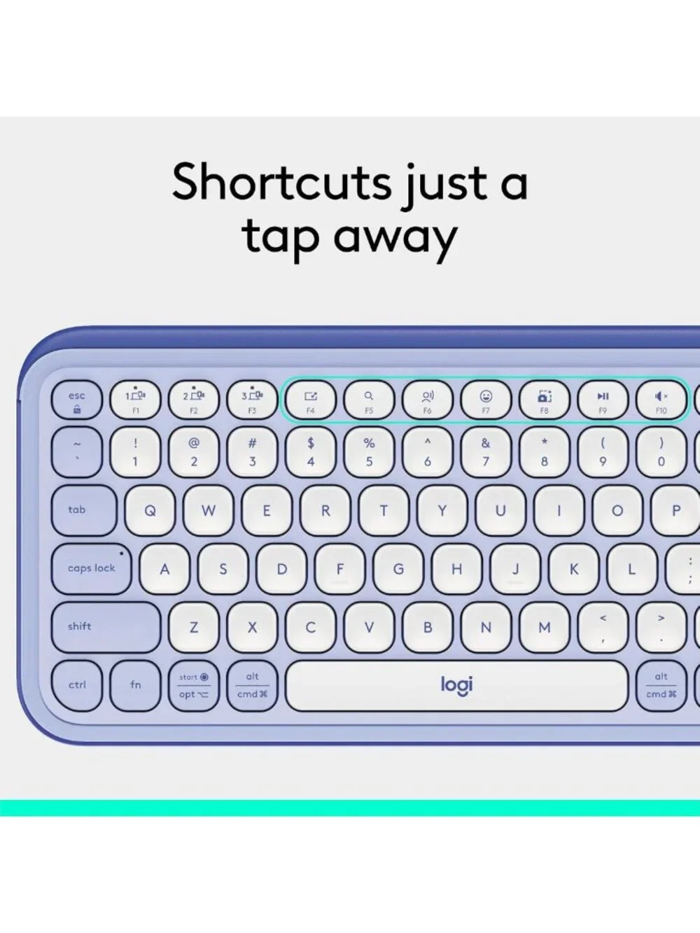 Wireless Bluetooth Keyboard - Lilac & Off-White, Stylish Design, Compact